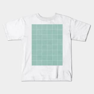 Large Grid Pattern - Light Blue Kids T-Shirt